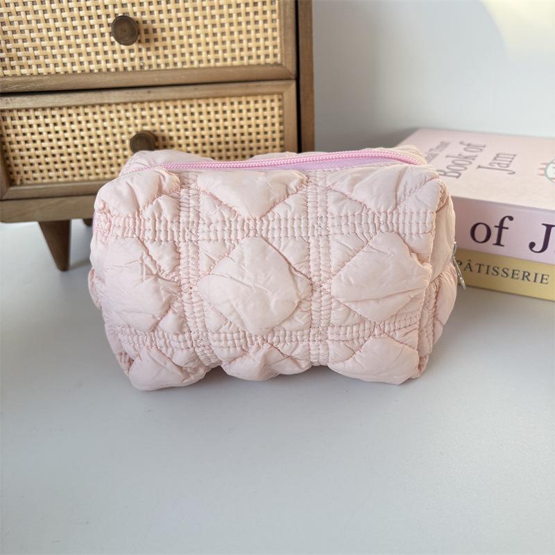 New Quilted Makeup Bag for Women Cosmetics Organizer Portable Travel Skincare Toiletry Bag Student Stationery Pouch Pencil Case