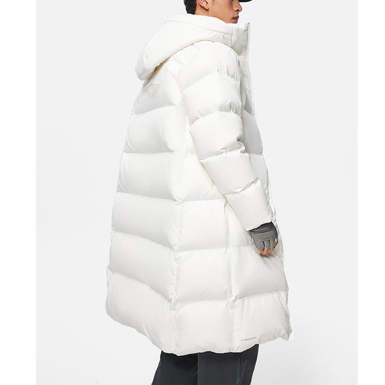 Li Ning Long Hooded Down Jacket With Large Logo Print Men Outerwear AYMT107-2
