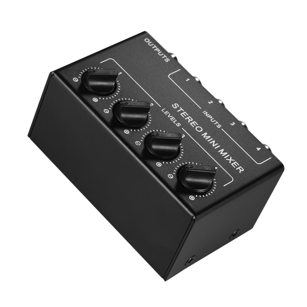 Mini Stereo Audio Mixer with 4 Channel RCA Inputs Separate Volume Controls Full Metal Shell