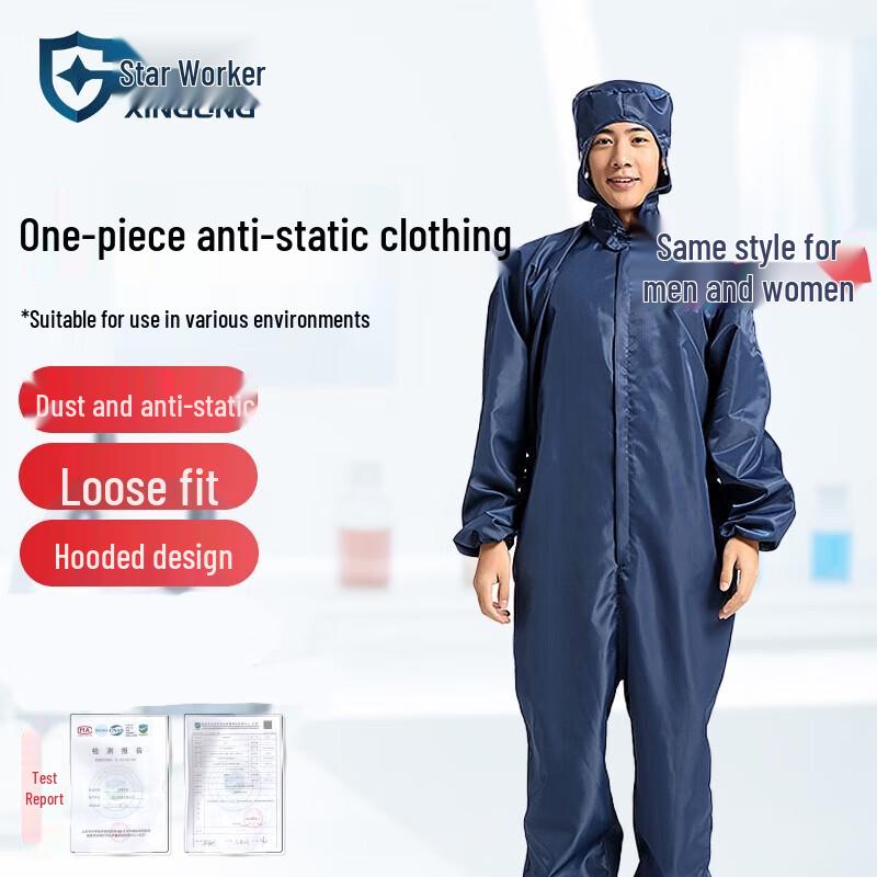 One-piece Hooded Anti-Static Cleanroom Suit S-5XL