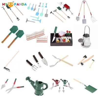 1/12 Dollhouse Miniature Simulation Hoe Farm Axe Spade Shovel Hoe Rake Watering Pot Hammer Farm Gardening Tools Accessories Set