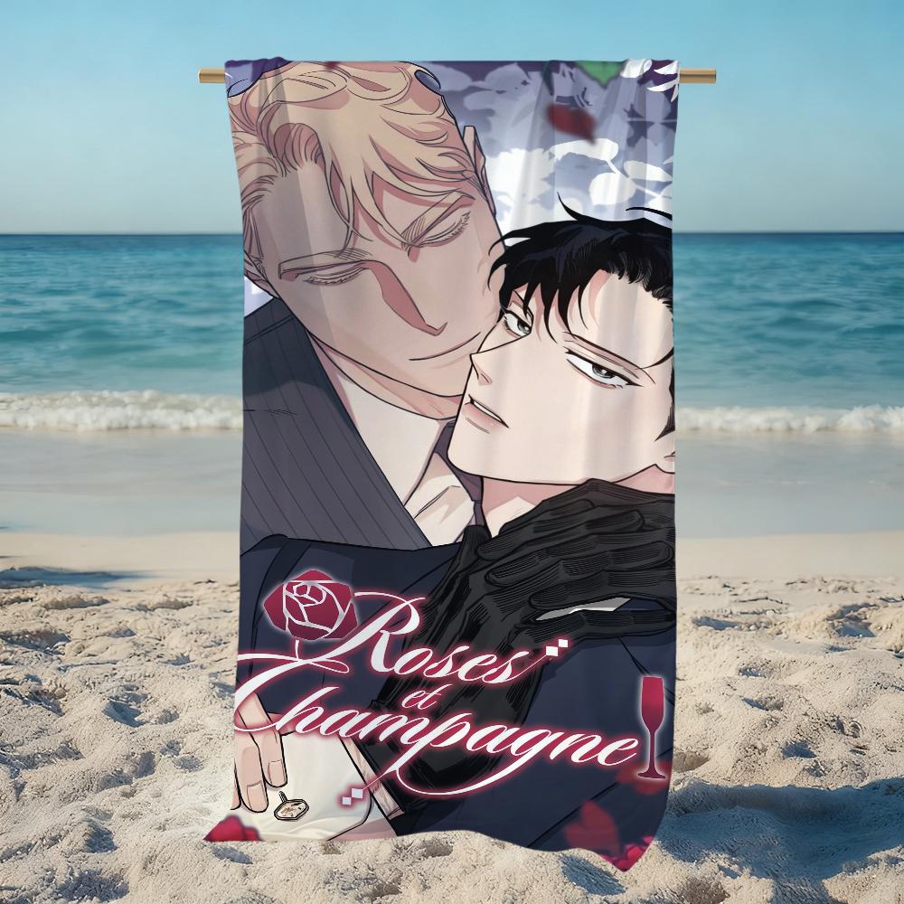 Anime R-Roses And C-champagne Towel Beach Quick Dry Soft Pool Towels Gift for Travel Gym Shower Camping sports