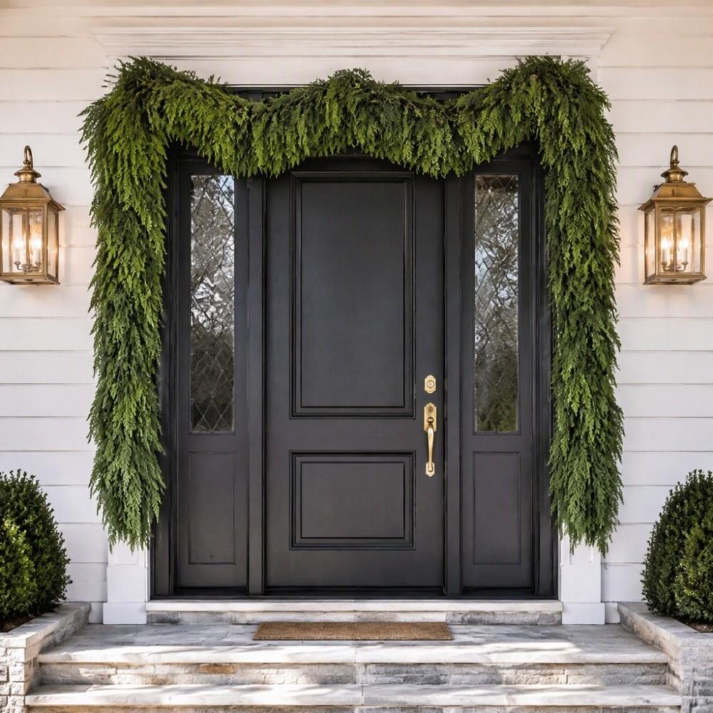 Real Touch Realisticl Green Garland Pine Needles Artificial Pine Tree Decor Outdoor