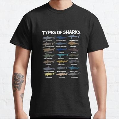 Sharks Species 21 Types Of Sharks Cool Gift Short Sleeve T Shirt Vintage Graphic Tee 100 Cotton Printed Clothes All Size Tops