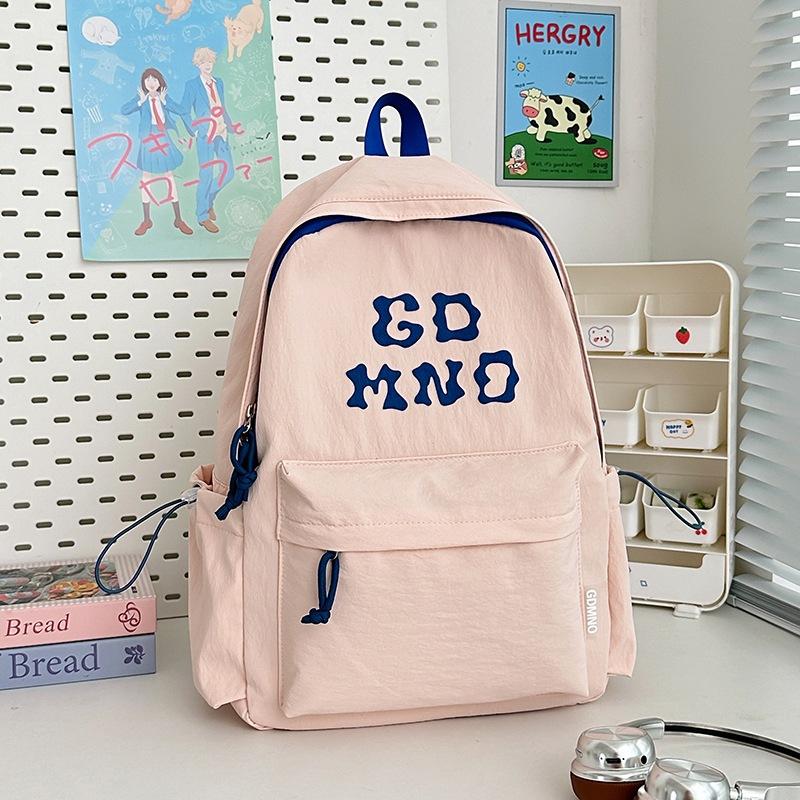Schoolbag1011 New Simple Letter Korean Version Casual and Sweet Student Class School Bag Lightweight Versatile Large Capacity Backpack