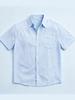 Men's Beige Cotton Linen Short Sleeve Button Up Shirt with Chest Pocket - Relaxed Summer Vacation Top