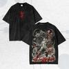 Retro Dark Sci-fi Game Pattern Washed Shirt, Loose Fit, Distressed Finish, Pure Cotton, Couple's Shirt, All-season Street Style.