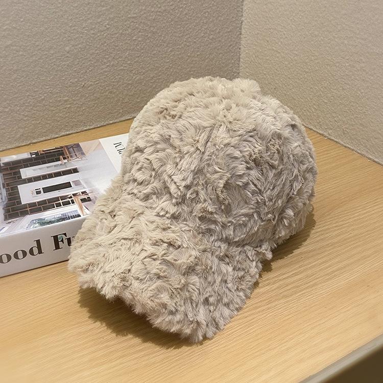 Plüsch-Baseballkappe Damen Herbst und Winter Gesicht klein warm Lammwollmütze vielseitig lässig Studentenmütze