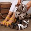 2025 new foreign trade summer women's platform sandals large size cross-buckle sandals fish mouth sandals
