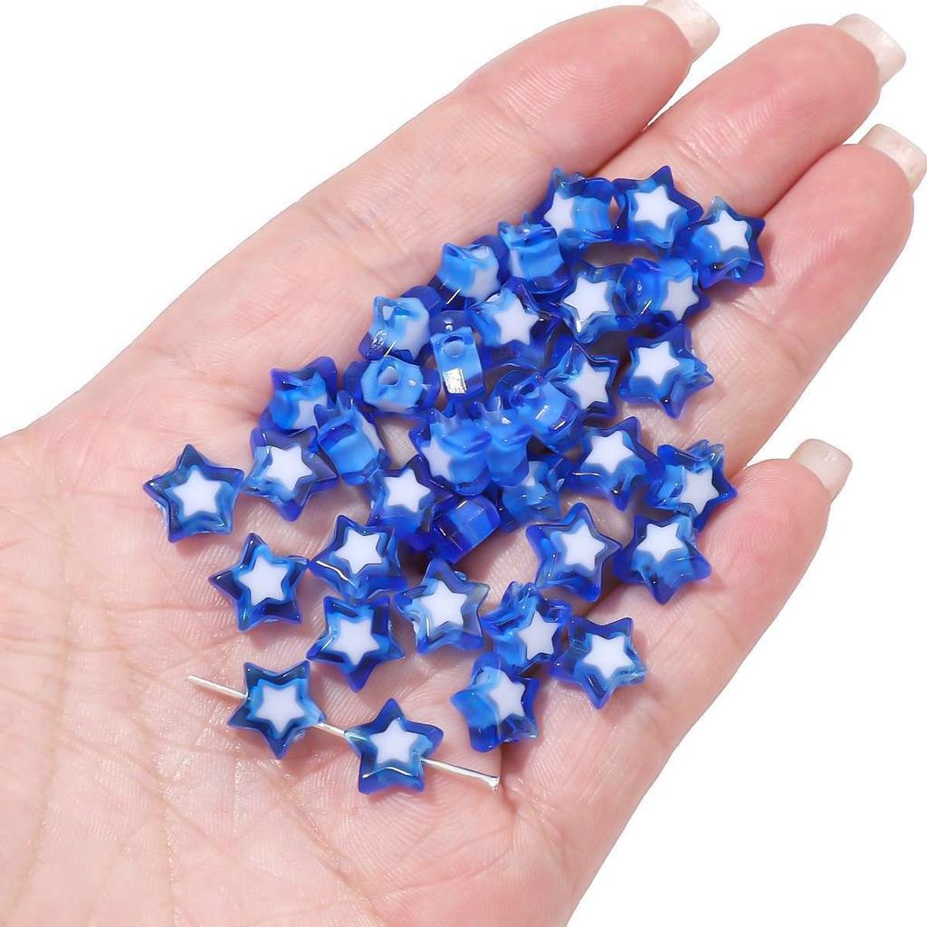 Håndlaget Armbånd Perler Akryl Tofargede Perler Pentagram Løse Perler Håndperlede Perler Halskjede Håndlaget DIY Perlehalskjede Smykketilbehør