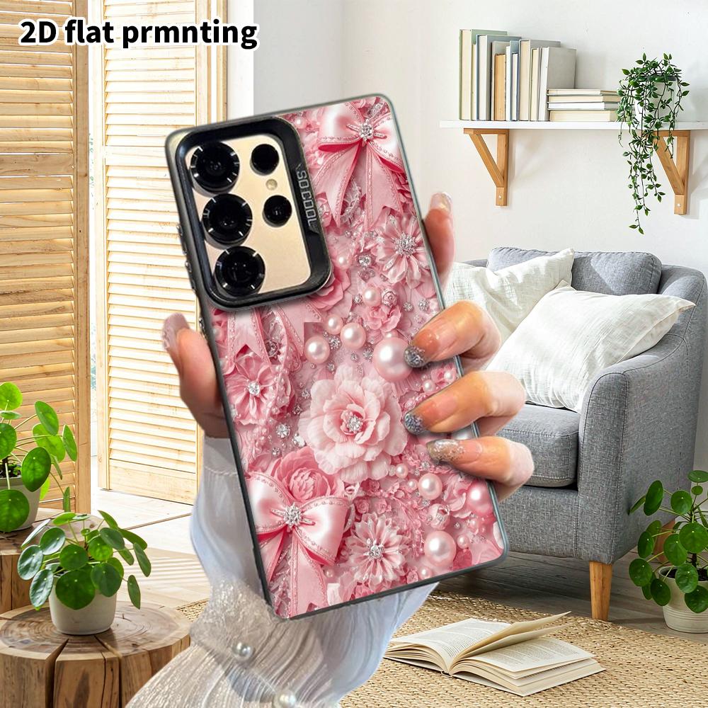 Phone Case: 2D Flat Samsung Galaxy A34 A35 M05 M06 S20 S22 S21 FE Plus 5G Protective Case, Couple Style, Bowknot Floral, Christmas and Halloween Gifts
