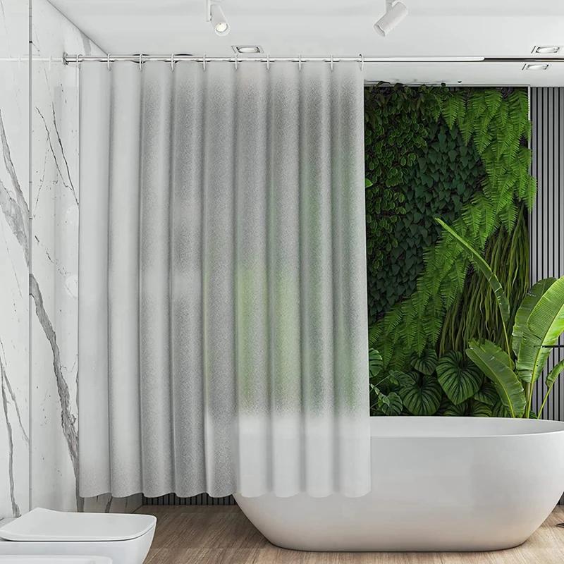 Waterproof Peva Shower Curtain Set With 12Hooks 71"X79" Plastic Shower Curtain For Bathroom Decor Washable Shower Curtain