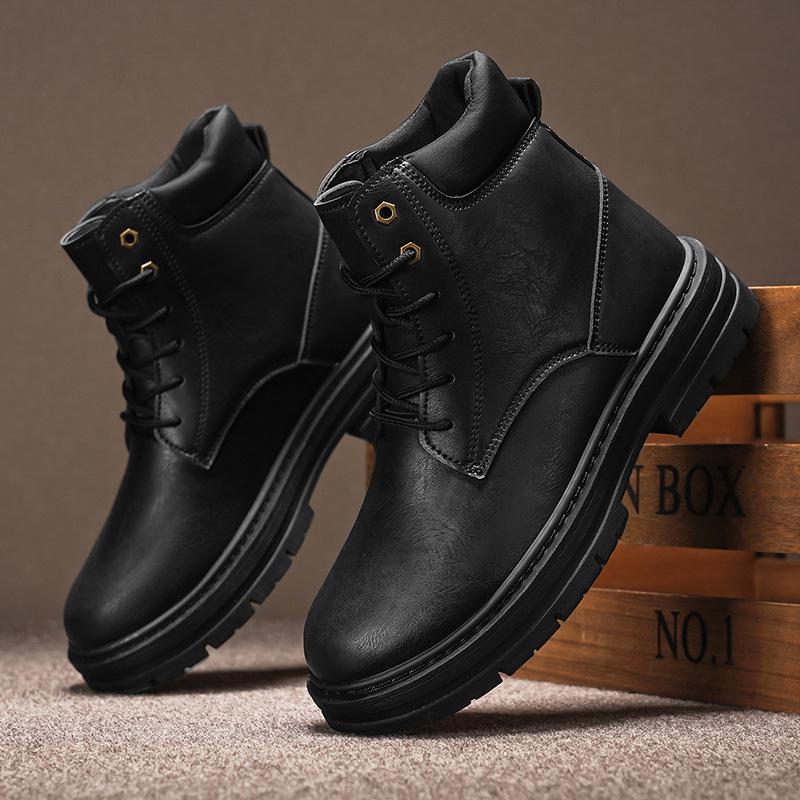 

48 large size autumn men s shoes 2025 new men s Martin boots heightened sports comfort casual shoes heightened comfort 39 чорний