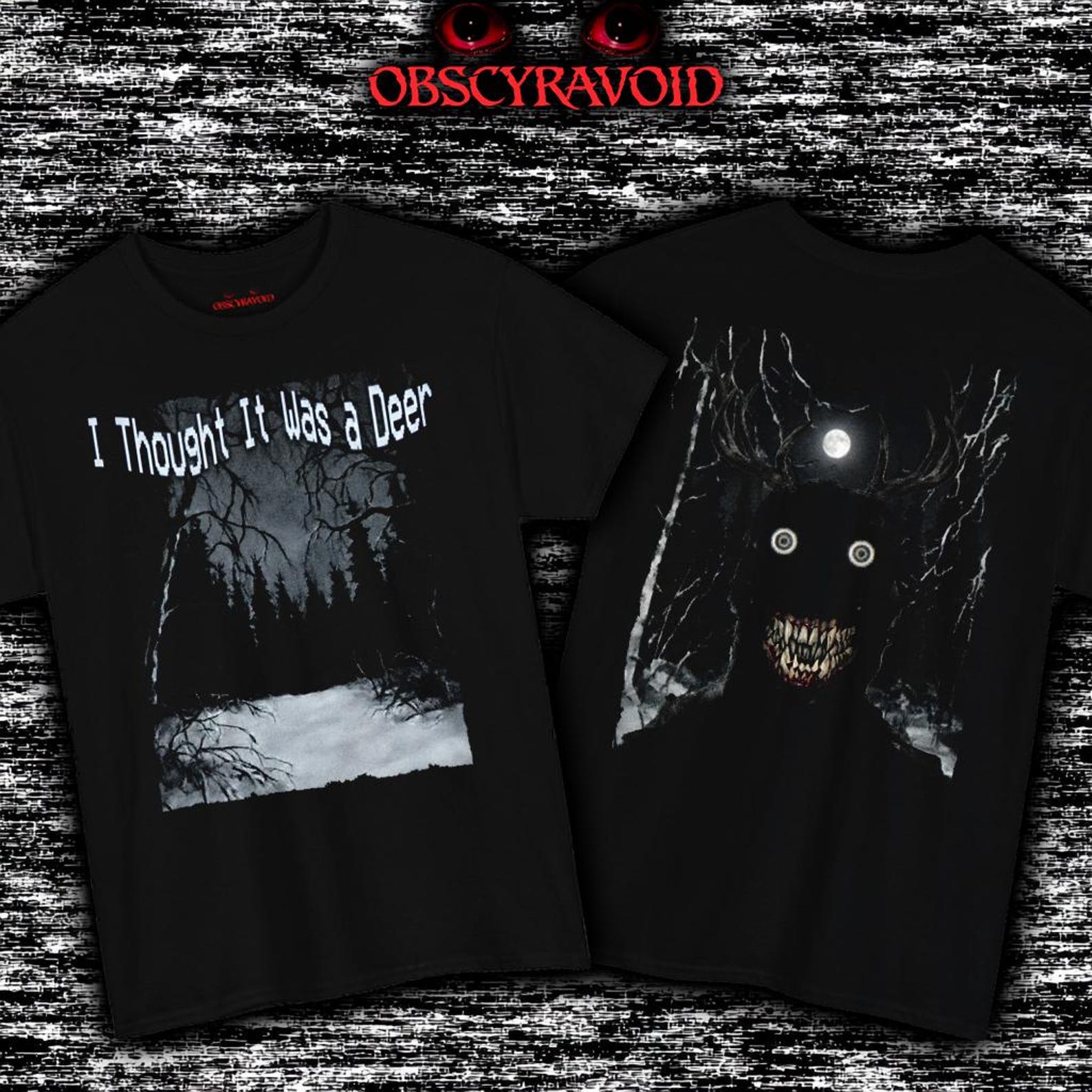 I Thought It Was a Deer T-Shirt Front Back Analog Horror Tee, Creepy Wendigo L