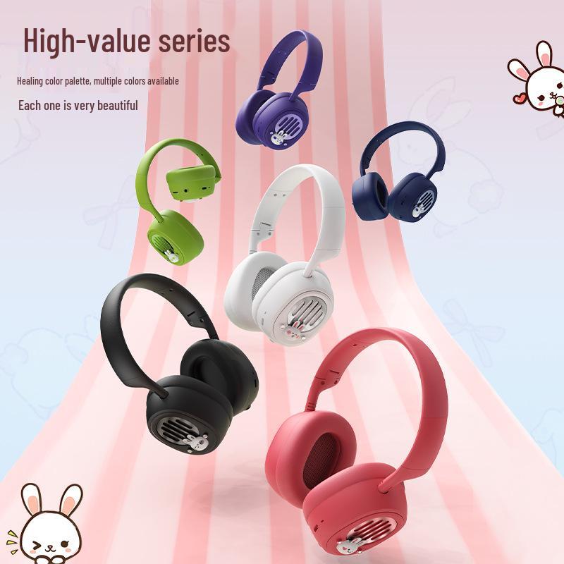 Cute Rabbit Over-Ear Bluetooth Headphones - Soft, Cloud-like Feel, High-Value Wireless Audio with Voice Call Capability