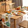 Thanksgiving Party Table Runner Pumpkin Sunflower Print Stain-Proof Reusable Table Protection Decoration Hotel Prom Banquet Table Runner
