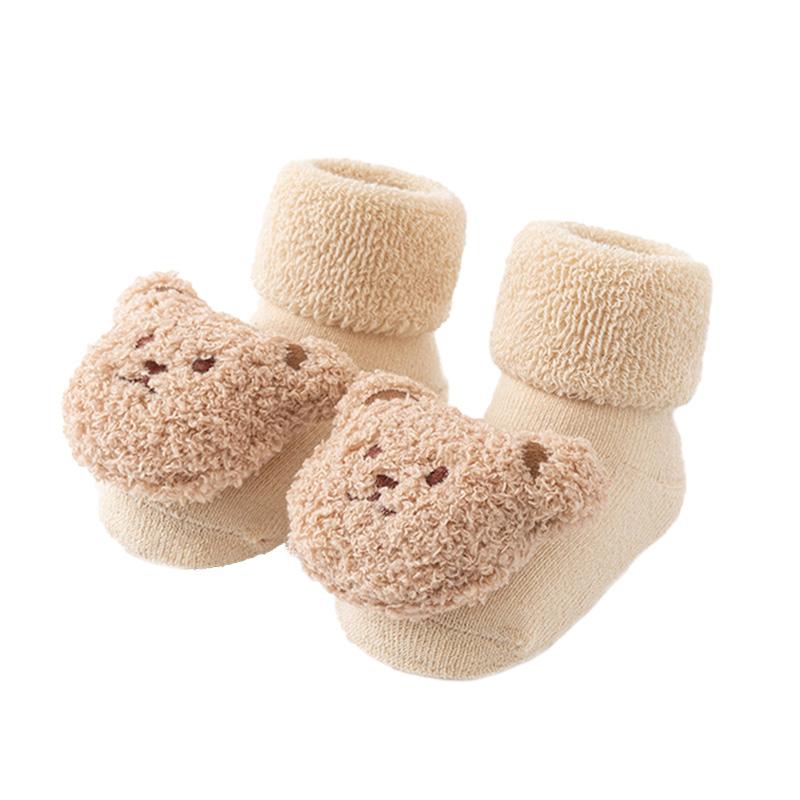 1Pair Middle Tube Socks Winter Cotton Cute Thick Boy Bear Baby Socks Girls Anti Slip Soled Toddler Floor Socks Soft