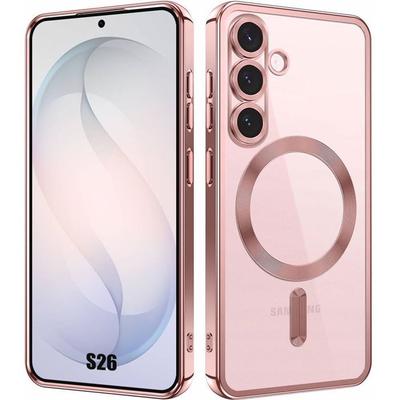 Silicone Case - BOOLING - for Samsung Galaxy S26 - with Magnetic Circle Shiny Pink Border