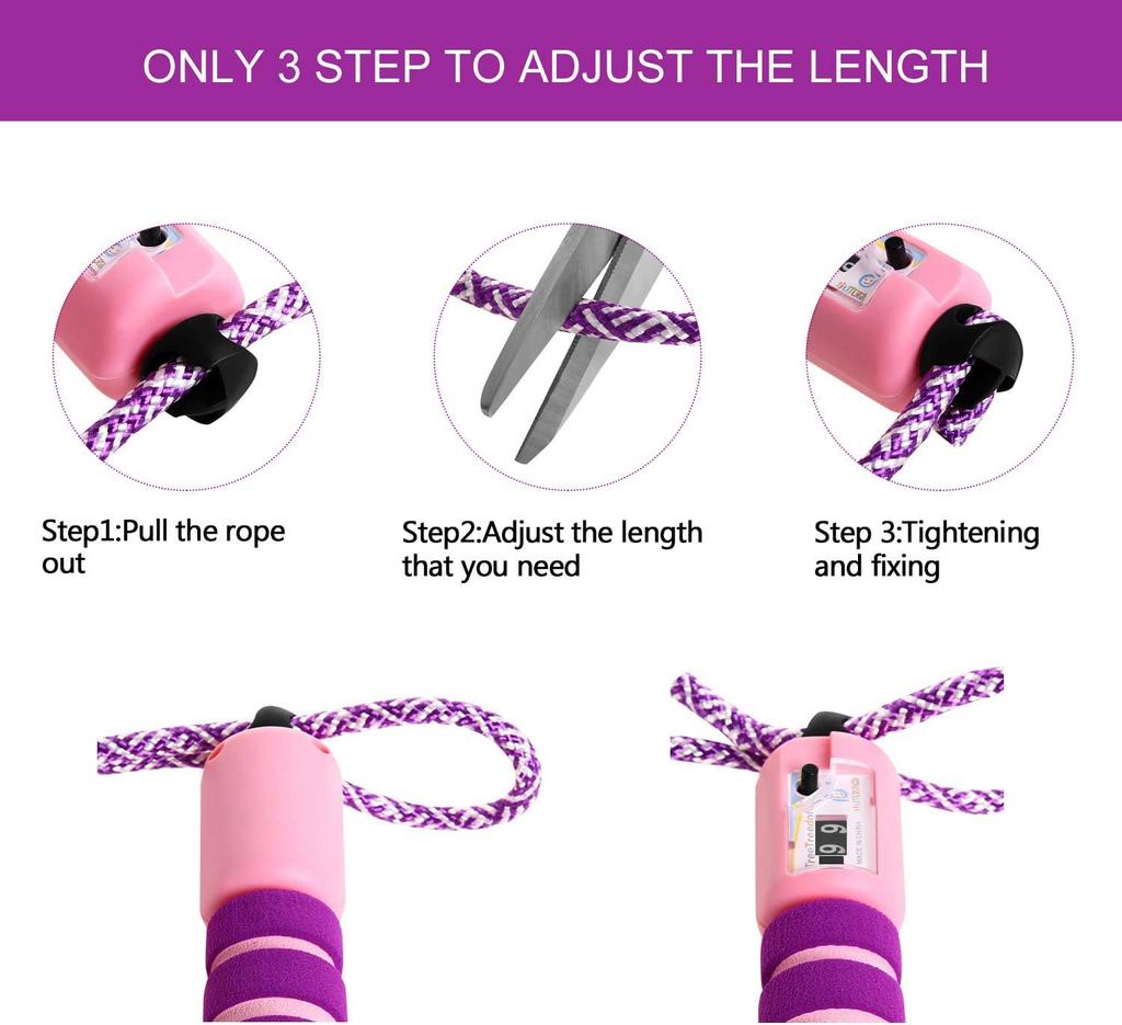 Kinderspringseil mit Zähler Springseil Verstellbar mit Bequemen & Rutschfesten Griffen für Mädchen Jungen