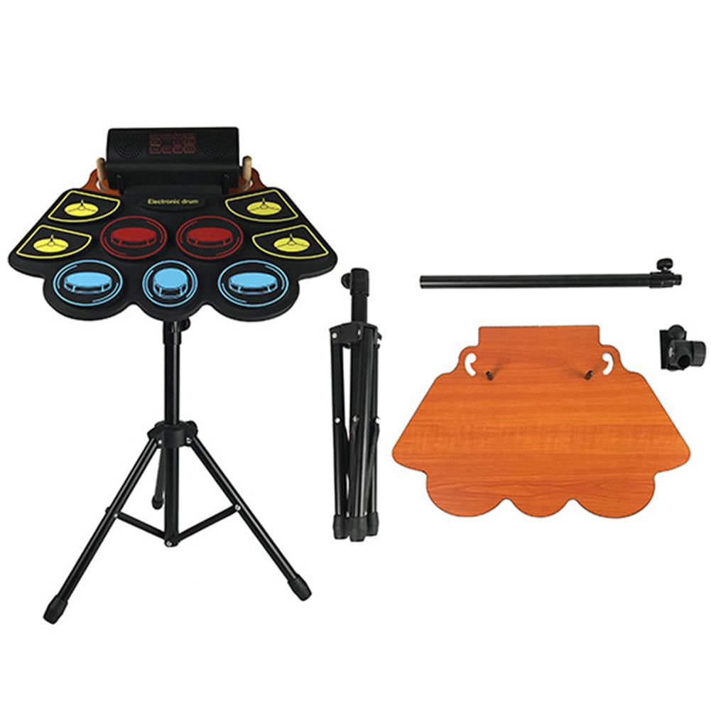 Electronic Drum Set With Drum Sticks Pedals Music Drums 9 Pad Roll-Up Drum Musical Electronic Drums Instrument For Kids Adults