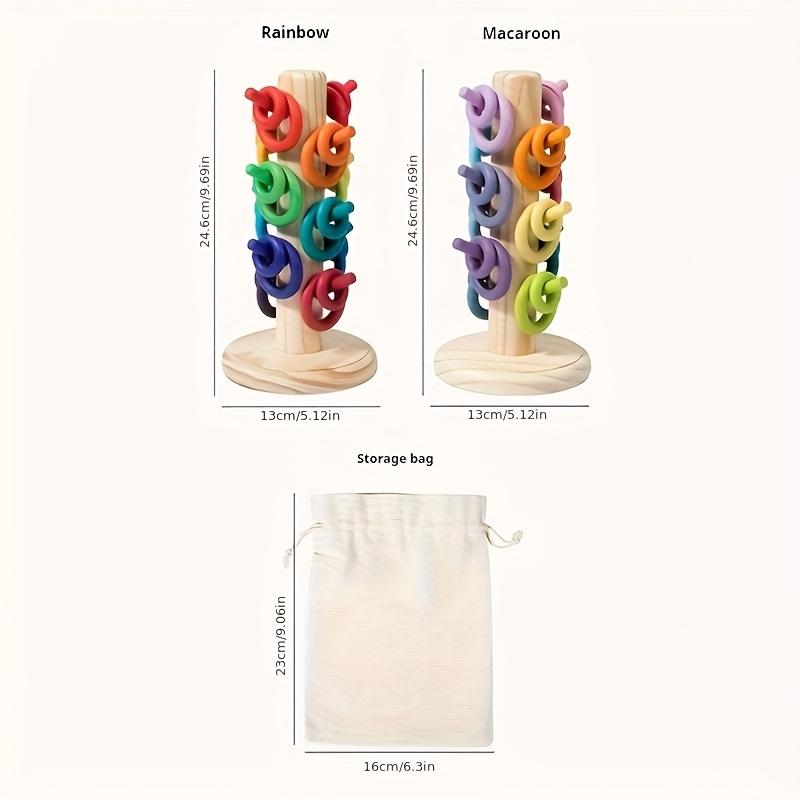 Infant and Toddler Color Sorting Rainbow Macaron Shape Recognition Educational Wooden Toy Home Decor