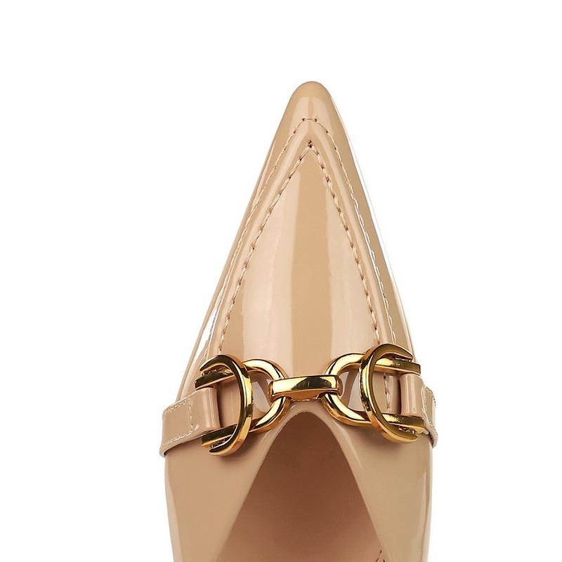 Fashion Luxury Metal buckle Women Flats Lady Sexy Evening Party shoes Patent leather Flat Shoes Women Sharp pointed flat heel shoes 2025