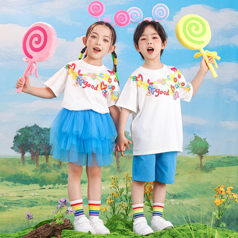 Children, Performance Costumes Elementary School Cheerleading Costumes Kindergarten Dance Costumes Candy-Colored Gauze Skirts