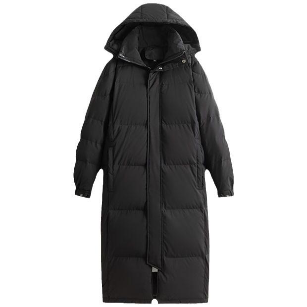 

Зимние Новые Утепленные и Свободные Хлопковые Пальто для Пар в Драмах, Женские Длинные Хлопковые Пальто до Колена 2XL чёрный