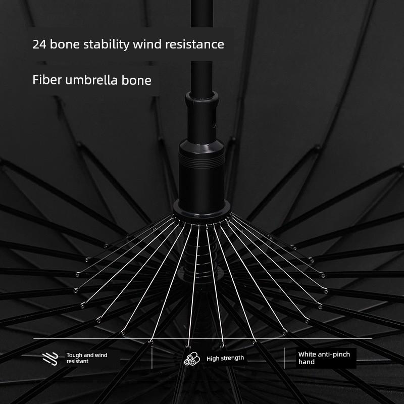 Wooden Long Handle Umbrella Curved Handle Oversized Reinforcement Thickened Strong Wind-Resistant Storm Special Men Double Home High-End