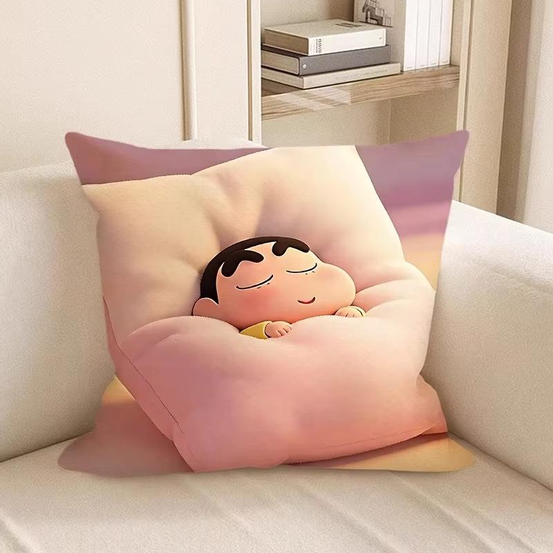 Cute Crayon Shin-chan Sleeping Pillow Covers Decorative Home Double-sided Print Square Pillow Bedroom Room Decoration Pillowcase