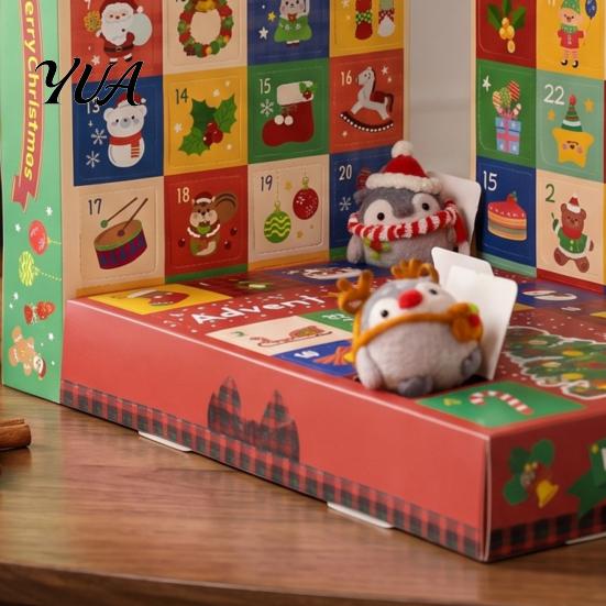 Advent Calendar for Kids 5Pcs 24-Day Christmas Box, Blank Gift Box with Interactive Holiday Game Pull-Tab Windows, Countdown Surprise Toy Container,