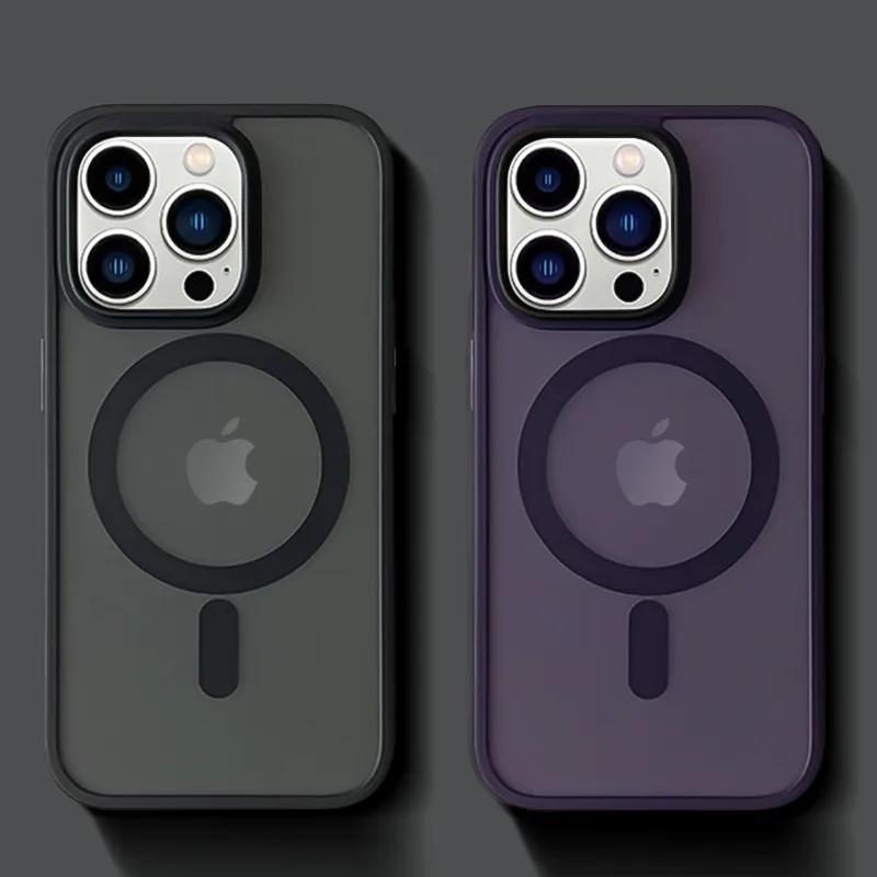 Magnetické pouzdro Luxury For Magsafe Wireless Charging pro iPhone 15 14 Plus 13 12 11 Pro Max Matte Shockproof Bumper Armor Cover