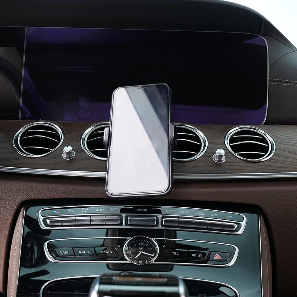Uchwyt na telefon samochodowy pasujący do Mercedesa-Benz klasy E 2017-2023, klasy CLS 2019-2023, automatycznie blokowany stojak na telefon [gruba obudowa i; Duży telefon