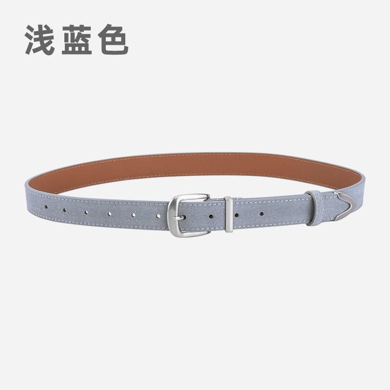 Womens Genuine Leather Belt With Matte Suede Finish Vintage Style Adjustable Waistband Jeans Skirts