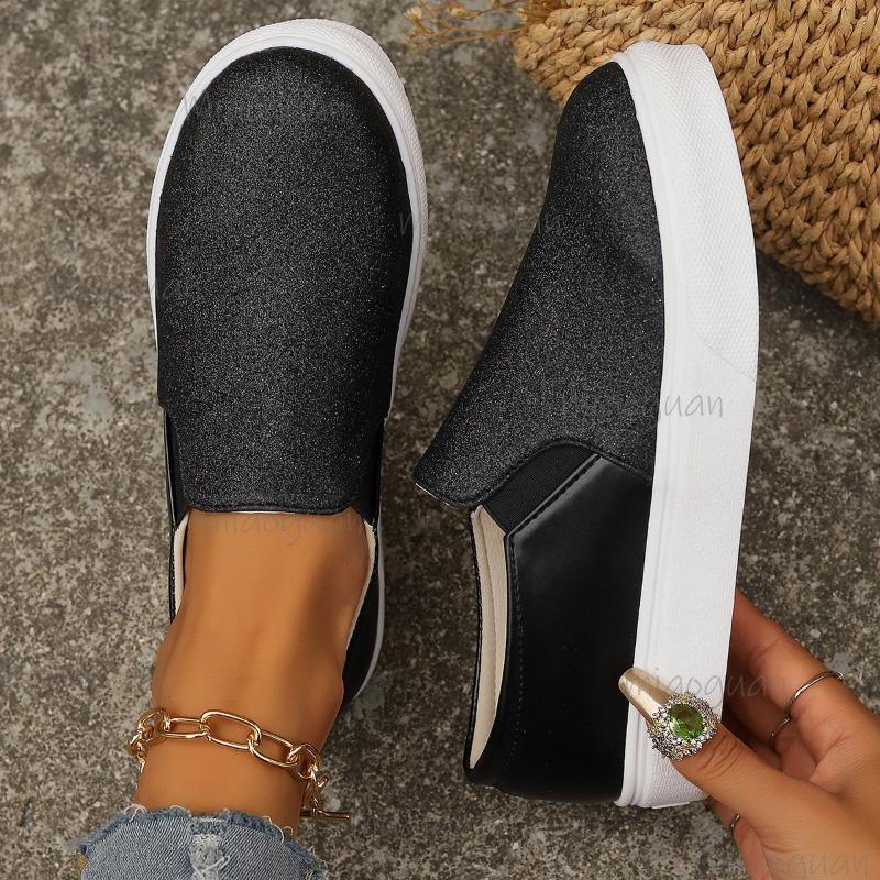 Fashion Spring Autumn Women's Casual Shoes Slip on Thick Bottom Vulcanize Shoes PU Round Toe Sneakers for Women Daily Wear Size 36-43