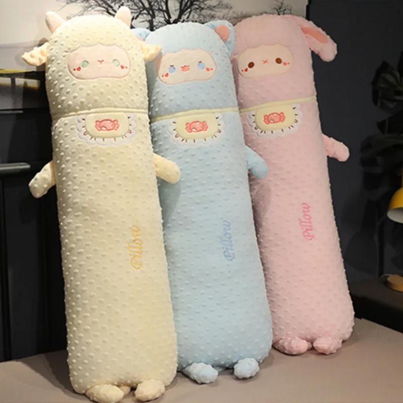 Soft Rabbit Cat Sheep Plush Toy Cartoon Stuffed Animal Long Pillow Cute Fluffy Bed Sofa Cushion for Kids Nursery Room Decor Gift