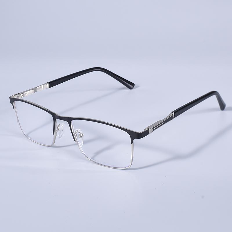 Men Blue Light Blocking Reading Glasses For Men Metal Frame Magazine Readers Oversize Spring Hinge Frame Double Color+125+175+22