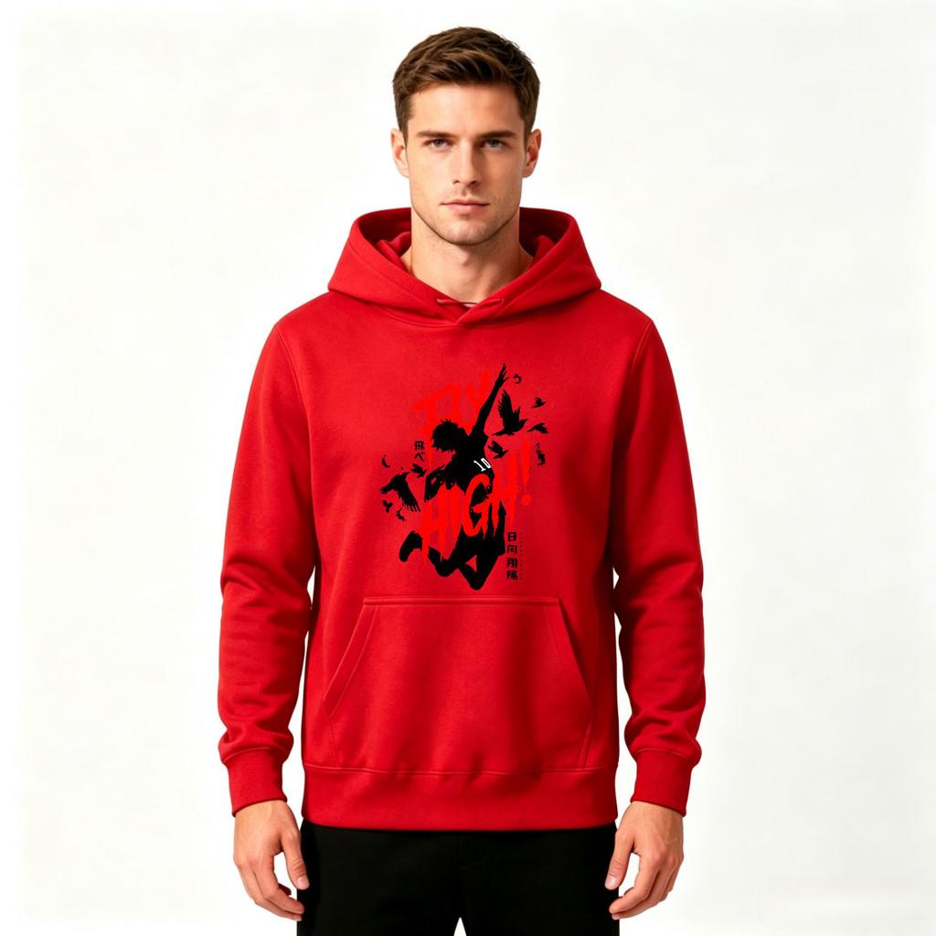 Men's Crewneck Hoodie Anime Fly High Graphic Print Casual Long Sleeve Pullover Sweatshirt