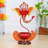 Red Metal Lord Ganesha Idol Showpiece Tea Light Candle Holder| Ganpati Murti Tea Light Holder