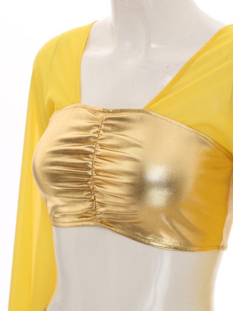 Drakt for kvinner fra det gamle Egypt 2 stk sett Kleopatra Cropptopp Skjørt med splitt i chiffon Halloweenfestantrekk