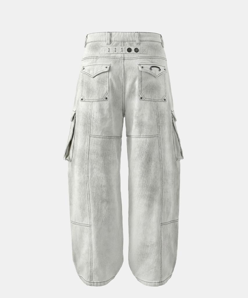BADBLOOD Arc Curved Fit Cargo Pants - White