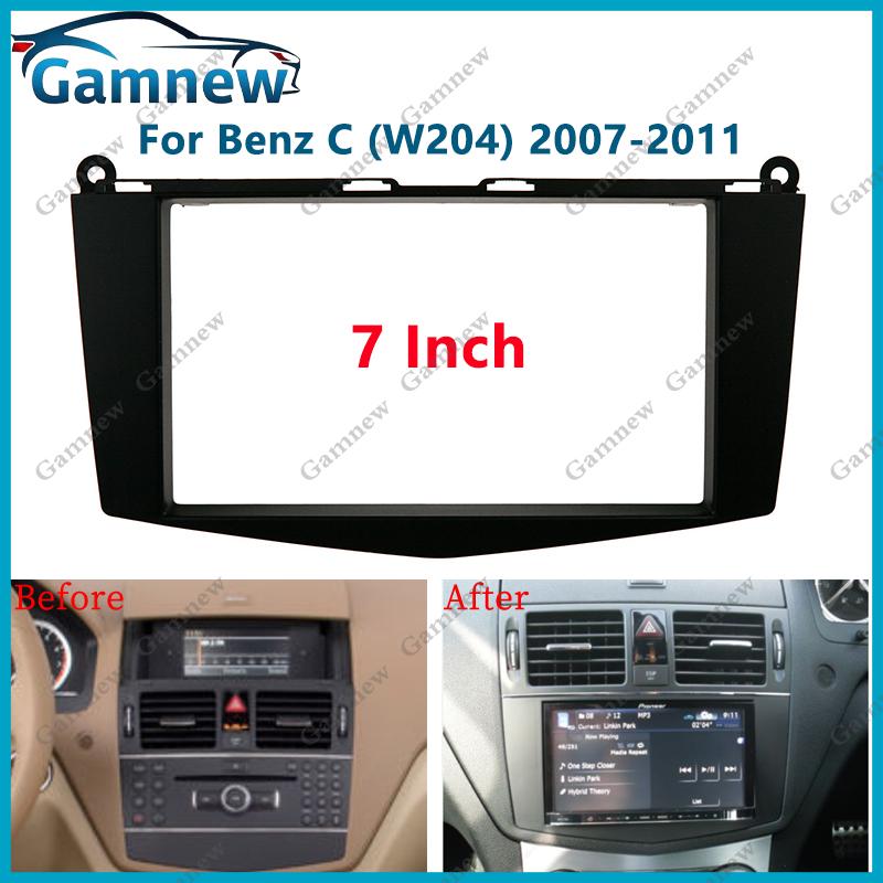 7 Inch Facia Trim Navigation Frame Double DIN Gapless Fit Center Console for Mercedes Benz C CLASS W204 2007-2011