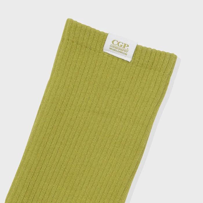 (Women's) Square Logo Socks - Olive