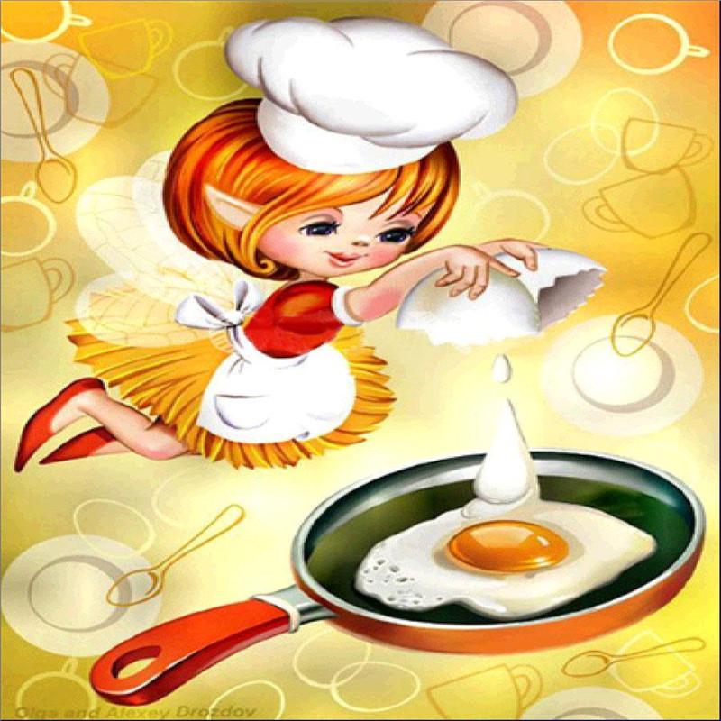 

Полный 30X30CM 5D Diy Алмазная картина Кулинария Эльф Мозаика Вышивка Крестом Домашний декор Ручная работа 2