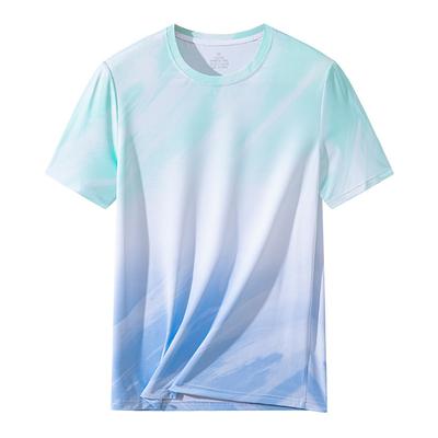 Men's Gradient Ice Silk T-Shirt - Quick Dry Cool Short Sleeve Summer Casual Top