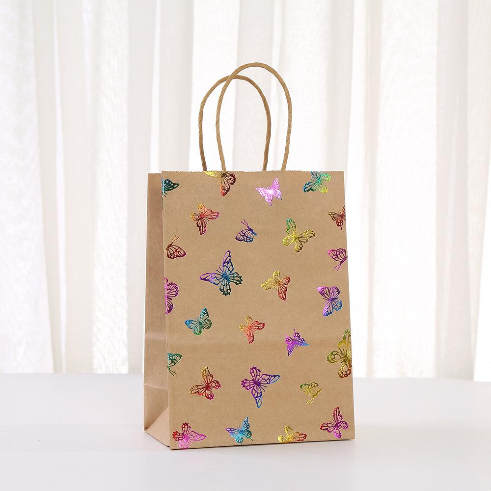 12/30pcs Rainbow Foil Kraft Gift Bags With Handles Paper Party Favor Bags For Birthday Gifts Candy Treats And Small Presents