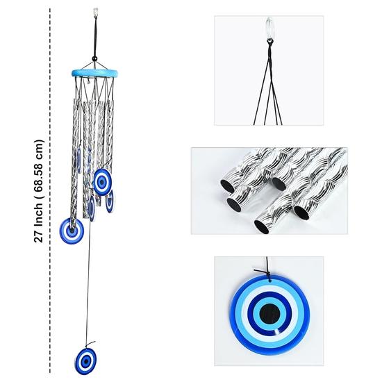 Crocon Wind Chimes for Garden – Soothing Sound & Elegant Décor | Evil Eye Chimes for Positive Energy | Housewarming & Good Luck Gifts