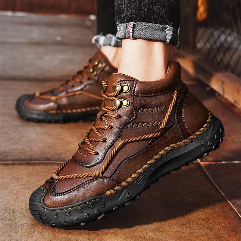 Autumn Winter Handmade Men Boots Shoes Comfortable Ankle Boots Casual Moccasins Tooling Leather Shoes