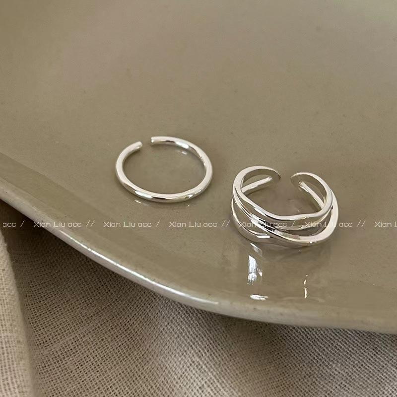 2024 Luxury Geometric Double-Layer Wave Ring for Women - High-End Niche Style