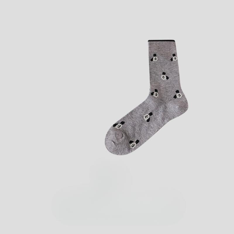 

Женские модные мультяшные носки до середины икры в полоску, из дышащей сетки, в школьном стиле, для весны и лета 1 pair серый